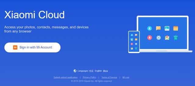 mi cloud login google