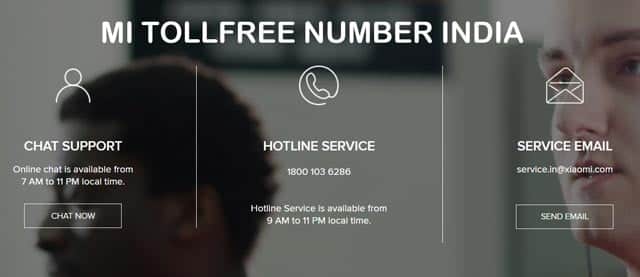 xiaomi mi customer care number tollfree india