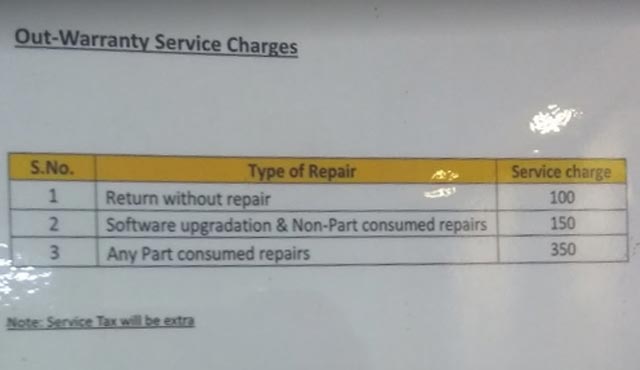 mi service center charges