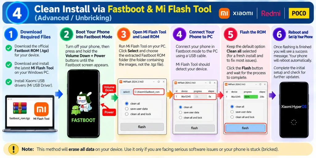 Clean install Fastboot ROM on Xiaomi phone using official Mi Flash Tool