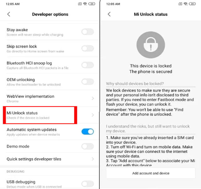how to Check bootloader status in Mi mobile