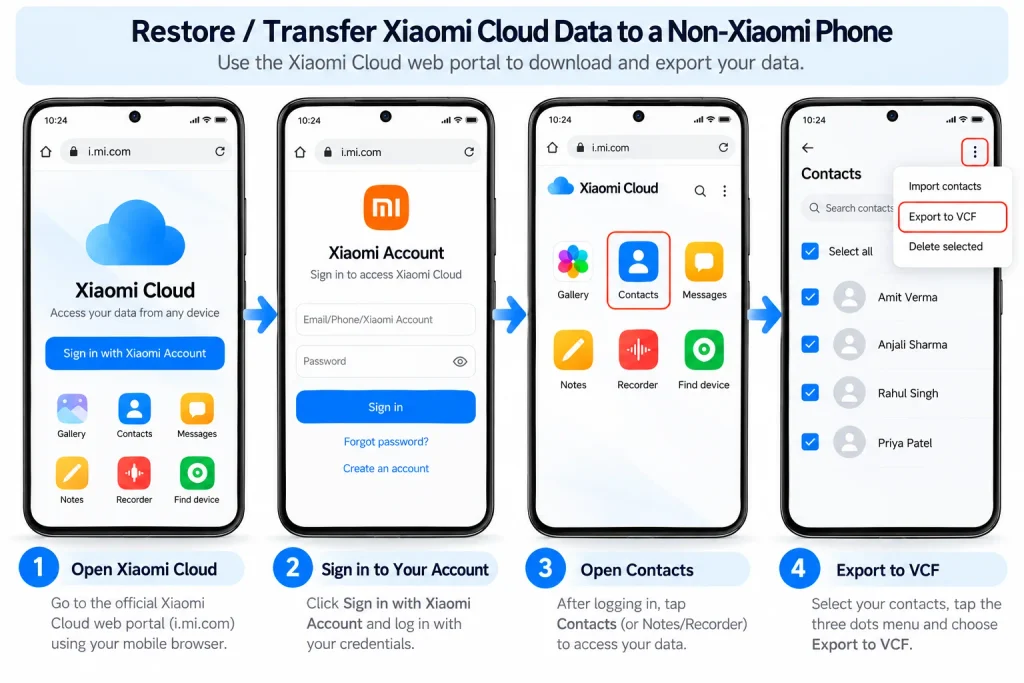 How to restore and transfer data from Xiaomi Cloud to another phone