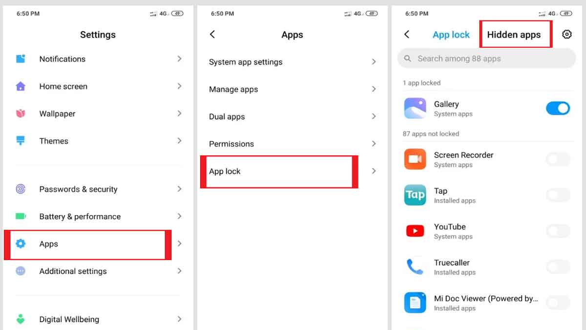 How To Lock Hide Apps In Mi Open Hidden Apps In Mi Redmi