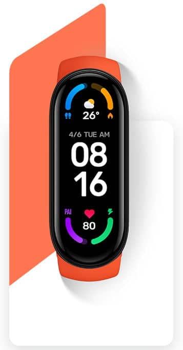 mi band display screen with time & date